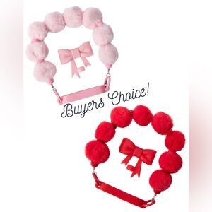 Pink or Red Pom Pom Tumbler Accessory Set